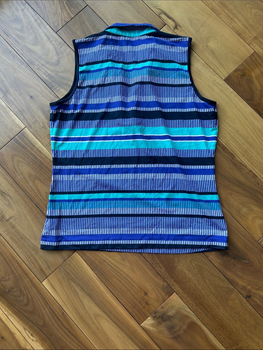 Tail Women’s Sleeveless Zip Polo in Navy, Teal & White - Picture 3 of 3